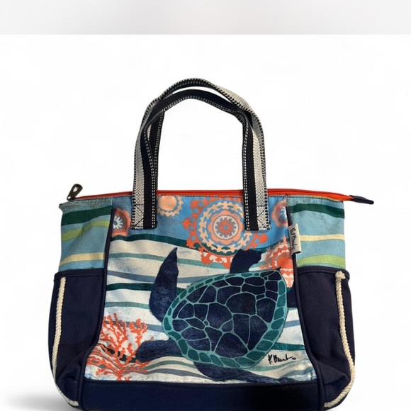 Colorful Turtle Print Tote Bag - Picture 1 of 6
